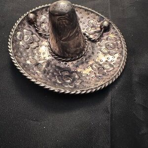Vintage Taxco Mexican Sterling Silver Sombrero Trinket Dish- Hand Detailed 34.6g